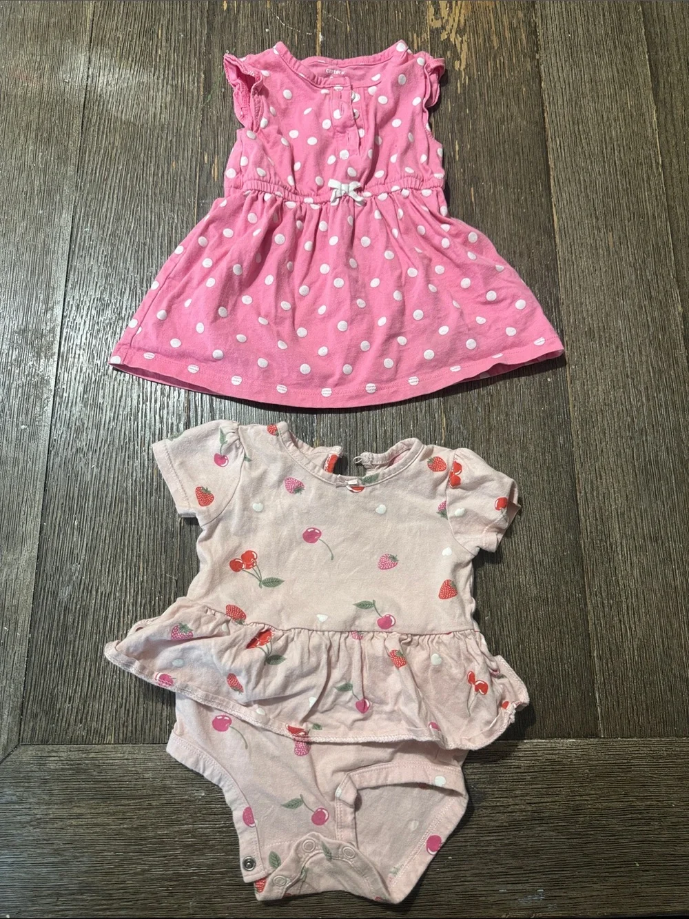 Carter’s 9M Baby Girl Dress & Peplum Bodysuit Bundle | Fruit Print